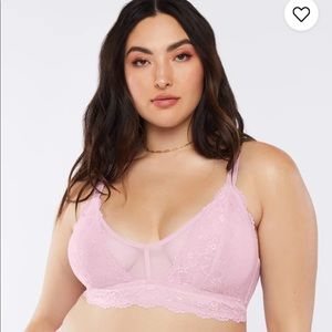 NWT 3X Savage x Fenty Pink Floral Lace And Mesh Bralette
